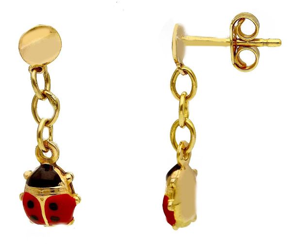 Immagine di Orecchini Coccinella oro giallo 9k e smalto