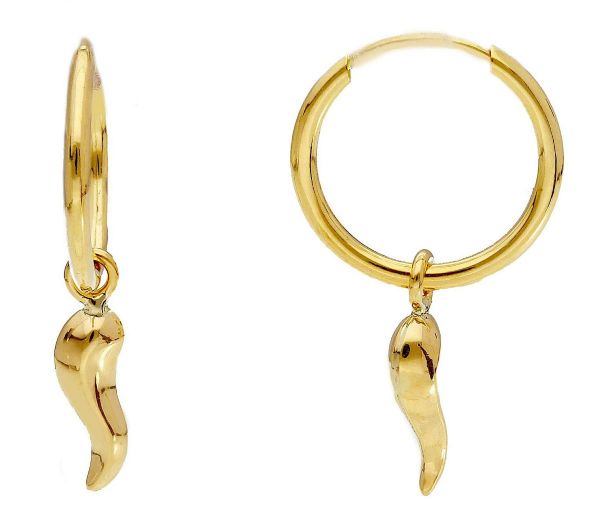 Picture of 18k yellow gold good Luck Horn Earrings