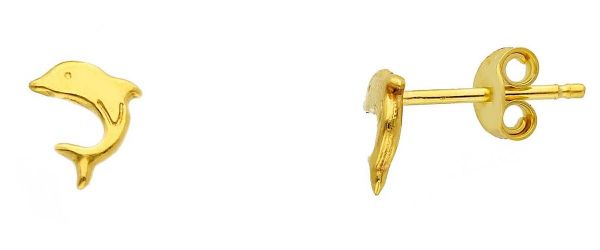 Picture of 9k yellow gold mini Dolphin Earrings