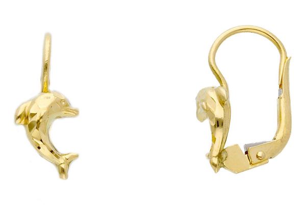 Imagen de Pendientes Delfín oro amarillo 18k