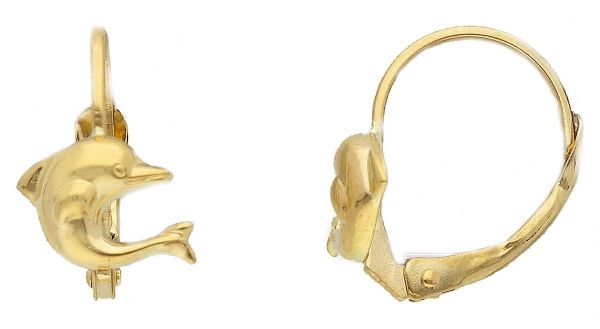 Imagen de Pendientes Delfín oro amarillo 18k