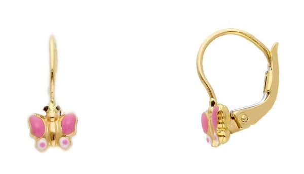 Imagen de Pendientes Mariposa oro amarillo 18k y esmalte