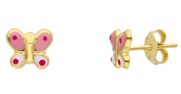 Imagen de Pendientes Mariposa oro amarillo 9k y esmalte