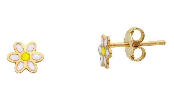 Immagine di Orecchini Fiore oro giallo 18k e smalto