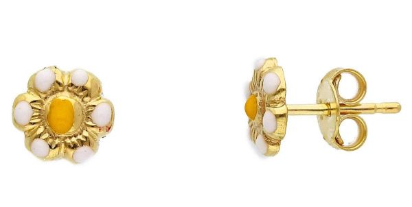 Imagen de Pendientes Flor oro amarillo 9k y esmalte