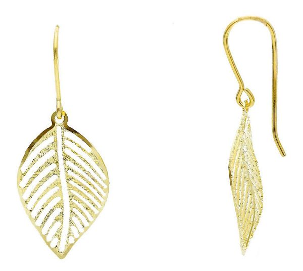 Picture of 9k yellow gold Leaf Earrings | Made in Italy