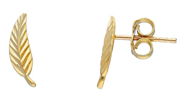 Imagen de Pendientes Hoja oro amarillo macizo 18k