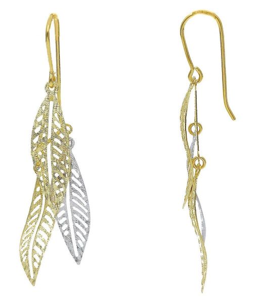 Imagen de Pendientes Hojas oro bicolor 9k
