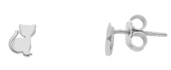 Imagen de Pendientes Gato oro blanco macizo 18k