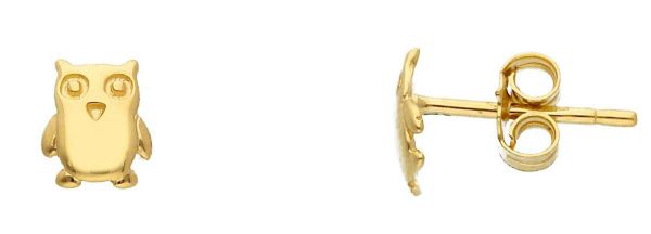 Imagen de Pendientes Búho oro amarillo macizo 18k