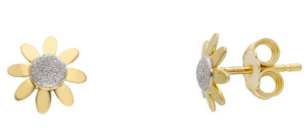 Imagen de Pendientes Margarita oro bicolor macizo 18k