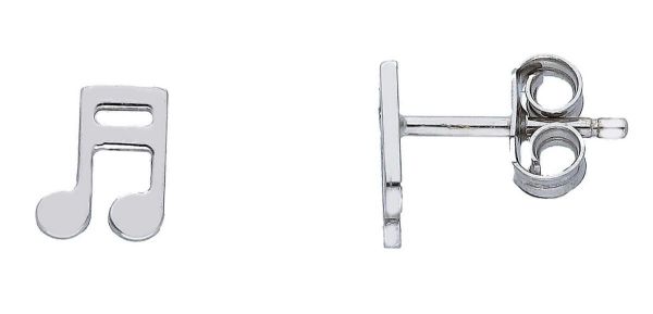 Picture of 18k white gold wire Musical Note Earrings