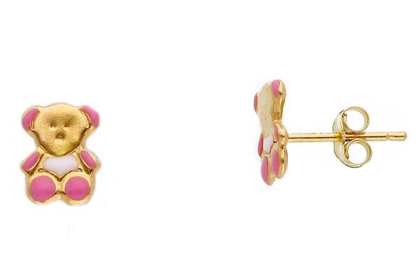 Imagen de Pendientes Oso oro amarillo 18k y esmalte