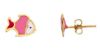 Picture of Enamel small Fish Earrings | 18k yellow gold