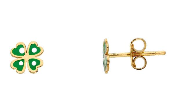 Immagine di Orecchini Quadrifoglio oro giallo 18k e smalto