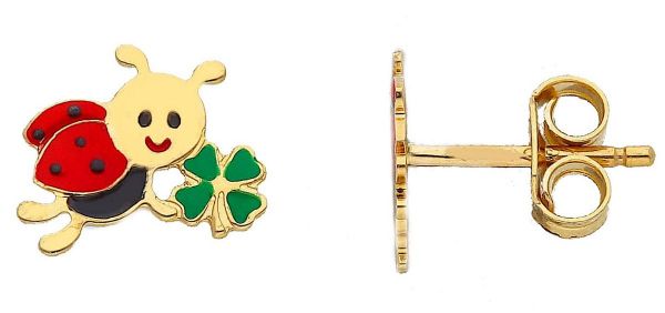 Imagen de Pendientes Trébol 4 hojas oro amarillo 18k esmalte