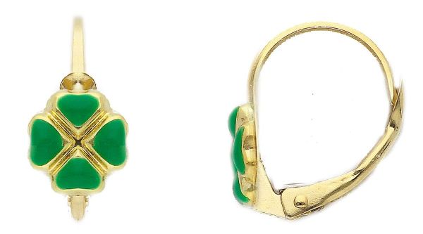 Immagine di Orecchini Quadrifoglio oro giallo 18k e smalto