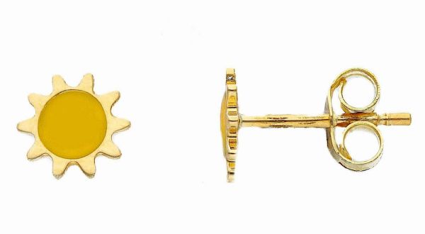 Imagen de Pendientes Sol oro amarillo 18k y esmalte