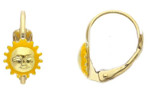 Imagen de Pendientes Sol oro amarillo 18k y esmalte