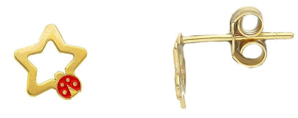 Imagen de Pendientes Estrella y Mariquita oro amarillo 9k 