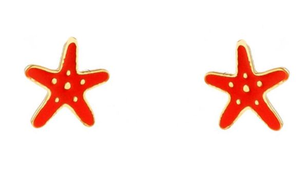 Imagen de Pendientes Estrella oro amarillo 18k y esmalte