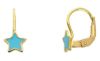 Picture of Turquoise Enamel Star Earrings | 18k yellow gold