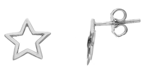 Picture of 18k white gold wire tiny Star Earrings