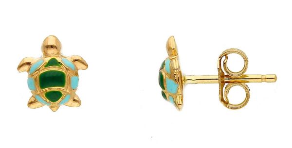 Imagen de Pendientes Tortuga oro amarillo 18k y esmalte
