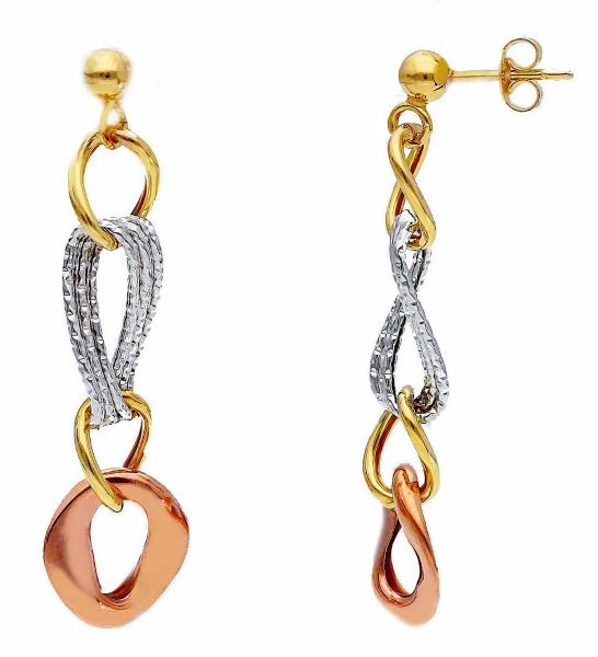 Picture of 9k tricolor gold Italian fancy Earrings