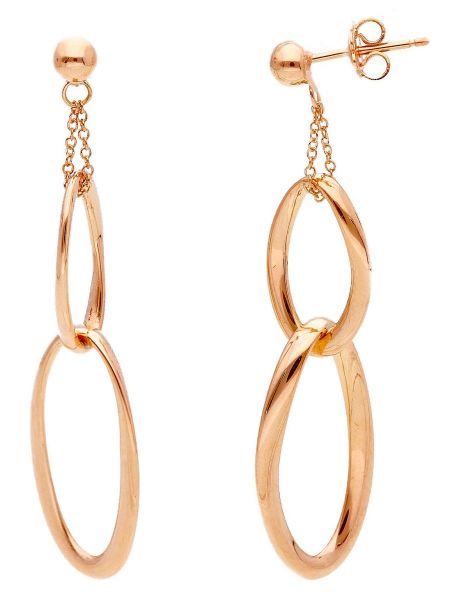 Immagine di Orecchini pendenti maglia Rolò oro rosa 18k