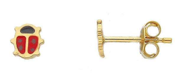 Imagen de Pendiente lóbulo Mariquita oro amarillo 18k esmalte