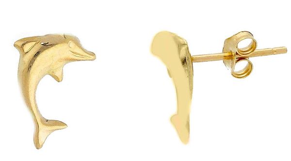 Picture of 18k yellow gold Dolphin lobe Earring