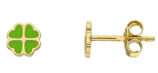 Picture of Enamel four-leaf Clover Earring 18k yellow gold