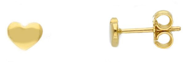Imagen de Pendiente lóbulo Corazón oro amarillo macizo 18k