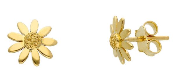 Imagen de Pendiente lóbulo Margarita oro amarillo macizo 18k