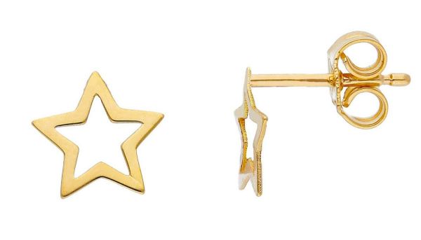 Imagen de Pendiente de lóbulo Estrella oro amarillo 18k