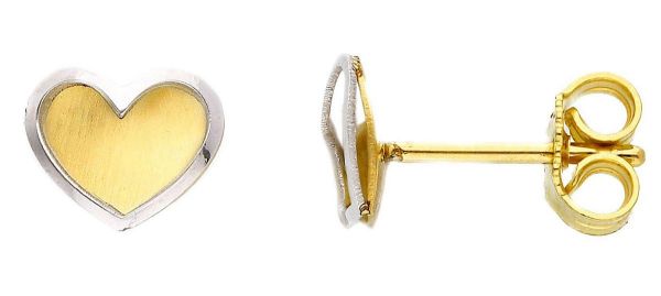 Imagen de Pendiente Corazón oro bicolor 18k