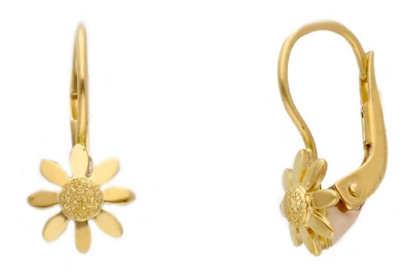 Imagen de Pendiente Margaritas oro amarillo macizo 18k