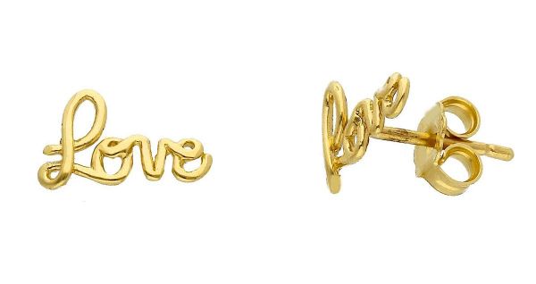 Imagen de Pendiente "Love" de hilo oro amarillo 18k