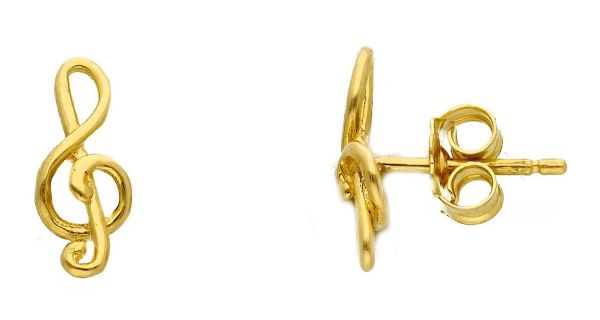 Imagen de Pendiente Clave de Violín de hilo oro amarillo 18k