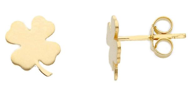 Imagen de Pendiente Trébol de cuatro hojas oro amarillo 18k