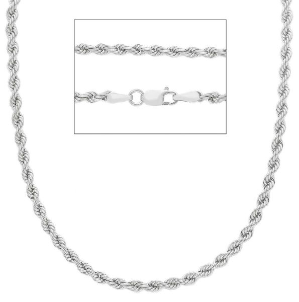 Picture of 9k white gold men's Rope link Chain | 60 cm
