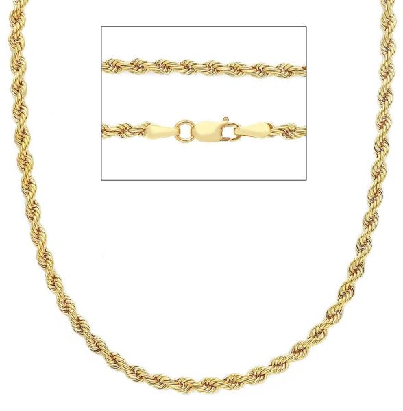 Picture of 9k yellow gold twisted Rope link Chain | 50 cm