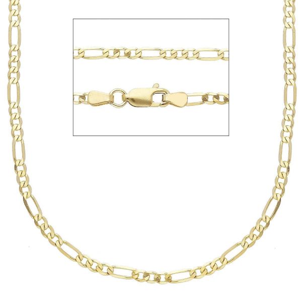 Immagine di Catena Figaro 3+1 oro massiccio giallo 9k | 45 cm 
