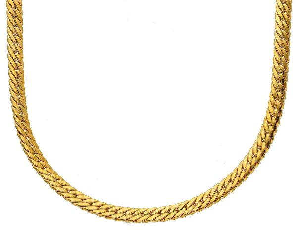 Picture of 18k yellow gold flat Snake link linear Chain | 50 cm