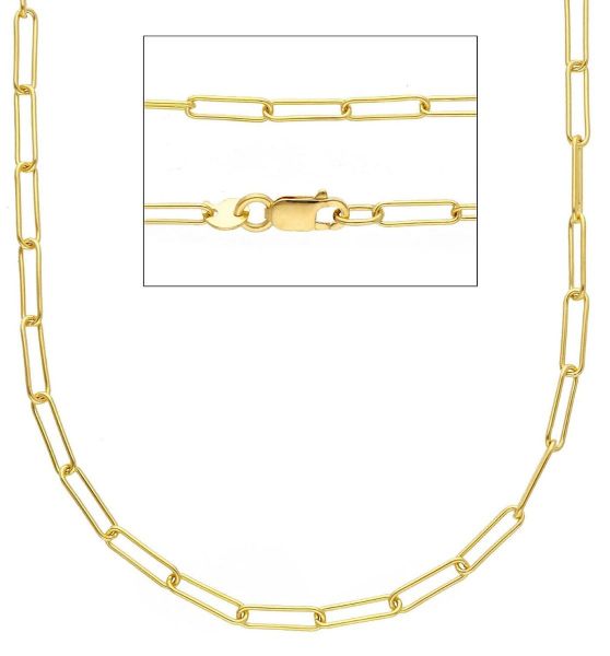 Imagen de Cadena Paperclip oro amarillo macizo 9k | 45 cm 