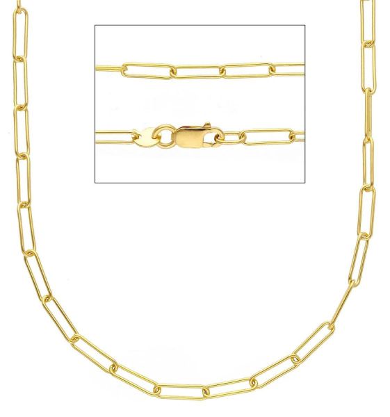Picture of Solid 9k yellow gold Paperclip Chain | 50 cm