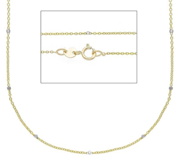 Imagen de Cadena malla Rolo alternada oro bicolor macizo 9k | 40 cm 