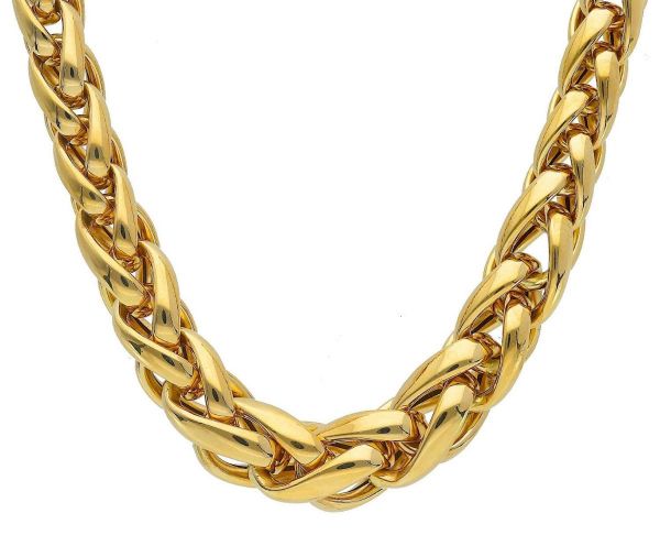 Picture of 18k yellow gold scalar Wheat Chain | 45 cm