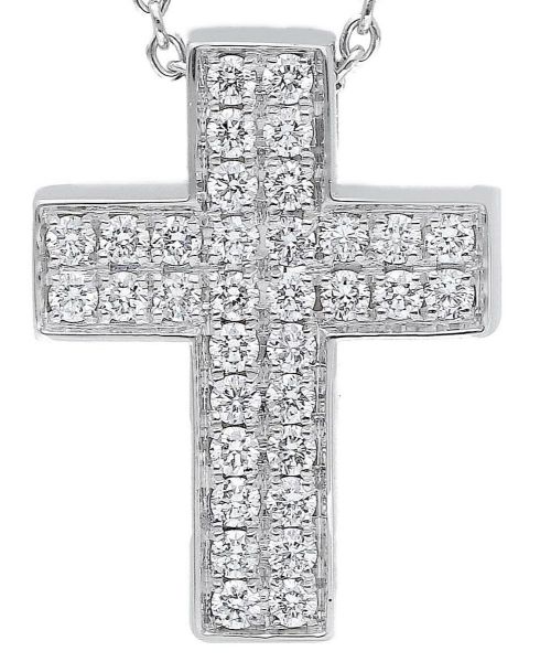 Immagine di Catena Chocker Croce grande oro bianco 18k | 42 cm